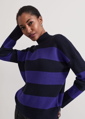 Phase Eight Sammi Stripe Knitwear Navy Canada | YVDRTQ-142